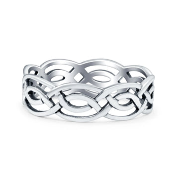 Celtic Ring Oxidized Band Solid 925 Sterling Silver Thumb Ring (5mm)